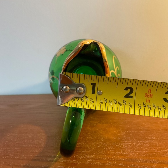 Vintage Bohemia Glass Green and Gold Four-leaf Clover Decanter - Czechoslovakia - Picture 15 of 16